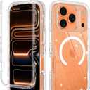 I-HONVA for iPhone 17 Pro Case Clear [Non Yellowing] [Compatible with MagSafe] Shockproof 3-Layer Full Body Protection Rugged Heavy Duty Cover Case for Apple iPhone 17 Pro 6.3",Clear Glitter