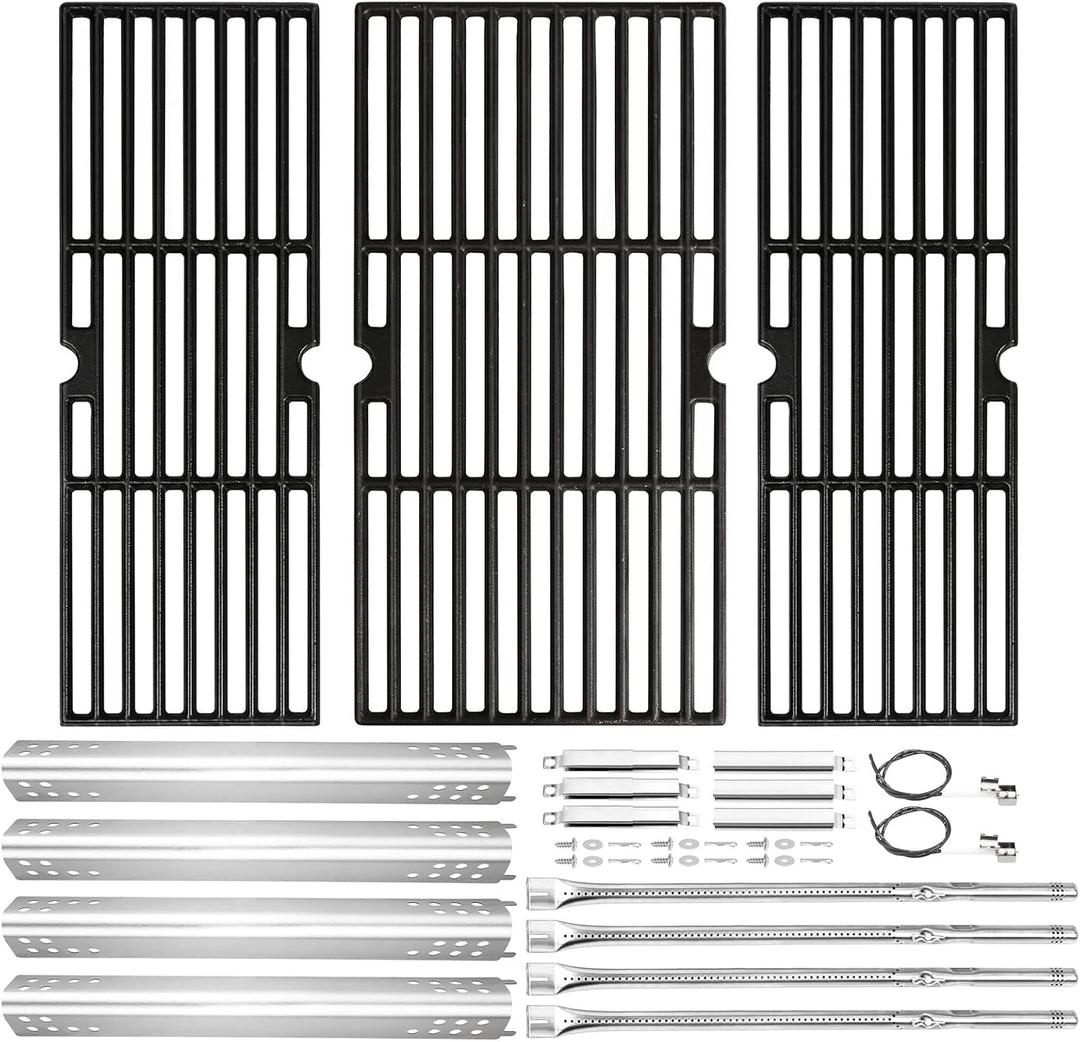 Hisencn Grill Replacement Parts for Charbroil Performance 475 4 Burner 463377319 463376419, 463376319, G470-5200-W1 Burner, G470-0004-W1A Heat Plates and Cooking Grates