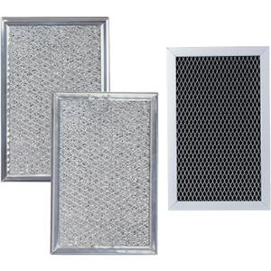 Microwave Filter Replacement - 3 Pcs Charcoal and Grease Filter Kit Compatible with GE Models JVM6175YK5FS, JVM6175SK5SS, JVM6175DK5BB, JVM6175DK5WW| Effective Odor Elimination