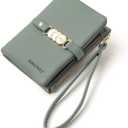 AOXONEL Womens Wallets Small Bifold Wristlet,Ladies Wallets for Card Coin,Change Purse with Wrist Strap | Small, Bifold, Wristlet, Card Coin, with Wrist Strap (Green)