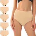 BATTEWA Seamless Incontinence Underwear for Women Ultra Soft Leakproof Panties, 50ml Light Absorbent Washable Briefs Bladder Control 5Pack(Beige, Large)