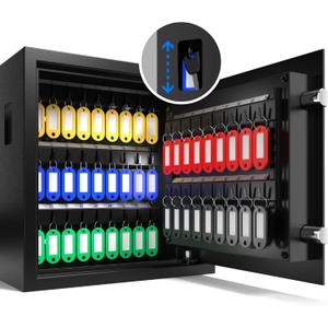 XDeer 45-Key Lock Box with Deposit Slot & LED Light, Wall Mount Key Cabinet for Hotels & Offices