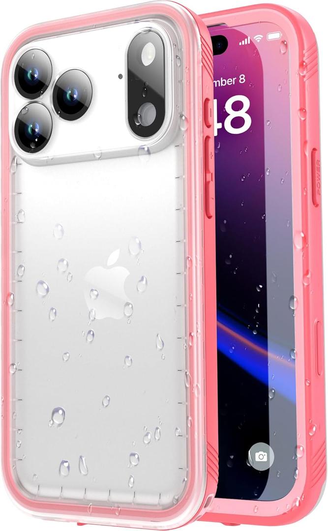 SPORTLINK for iPhone 17 Pro Case - IP68 Waterproof Military Protective Full Body Heavy Duty Shockproof 360 Sealed Dustproof with Camera Screen Protector Phone Cover for iPhone 17 Pro 6.3" Pink
