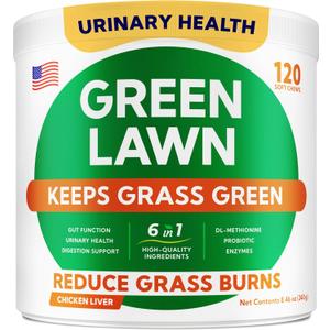 Green Grass Dog Chews - Pee Lawn Spot Saver - Grass Restore Treats - Dog Urine Neutralizer Solution for Grass Burn Spots - Made in USA - 120 Chews