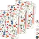 (3 Pack) Small Notebook Pocket Journal for Women, A6 (3.7" x 5.7") Aesthetic Floral Mini Notebook with Pen, Leather Lined Note Book with 400 Pages 100 GSM Thick Paper, Gift for Women Girls