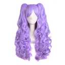 MapofBeauty 28"/70cm Lolita Long Curly Clip on Ponytails Cosplay Wig (Light Purple)