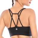 RUNNING GIRL Sports Bras for Women,Padded Sports Bra Tank Top Sexy Crisscross Back High Impact Longline Workout Yoga Bra (Black, M)