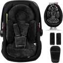 TinlyFinly Newborn Car Seat Insert, Head and Body Support, Reversible Infant Insert Compatible with Baby Carseat, Stroller, Mamaroo Swing, Rocker, Bouncer. Baby Car Seat Cushion - Black MFD 2026/04