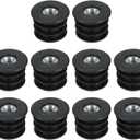 UXCELL 10Pcs M8 Thread Inserts for 25mm Round Tube, Black Plastic Plugs for Furniture Legs, Chair End Caps