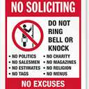 SmartSign 10" x 7" 'Absolutely No Soliciting Do Not Ring Bell No Excuses No Exceptions' Metal Sign, 40 mil Aluminum 3M Laminated Engineer Grade Reflective Material, Red/Black/White, USA-Made