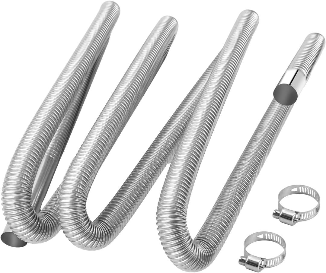 1 inch Stainless Steel Exhaust Hose, 118.1" Flexible Exhaust Pipe, Diesel Heater Flexible Exhaust Tubing with 2 Hose Clamps Generator Exhaust Hose Parking Air Heater Fuel Tank Diesel Gas