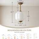 AUTELO 1-Light Milk Glass Semi Flush Mount Ceiling Light Fixture, 9.8 Inch
