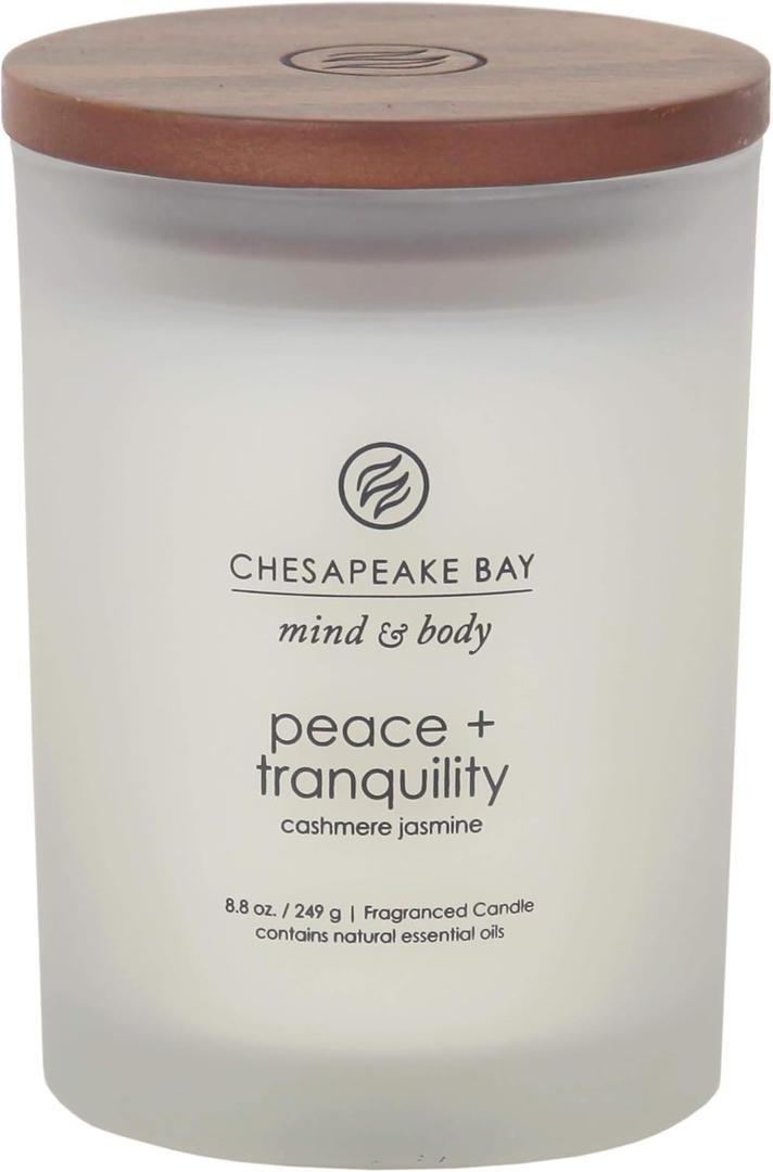 Chesapeake Bay Candle Scented Candle, Peace + Tranquility (Cashmere Jasmine), Medium Jar