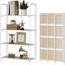 Crofy No Assembly Folding Bookshelf for Living Room, 4 Tier White Collapsible Book Shelf for Home Office, Portable Bookcase Storage Organizer