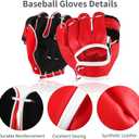 Aodaer 2 Pack T Ball Sets Baseball Glove and Ball Set for Teenager Easy Catch, Yard Lawn Game, Baseball Play - Black and Red (Red, S)