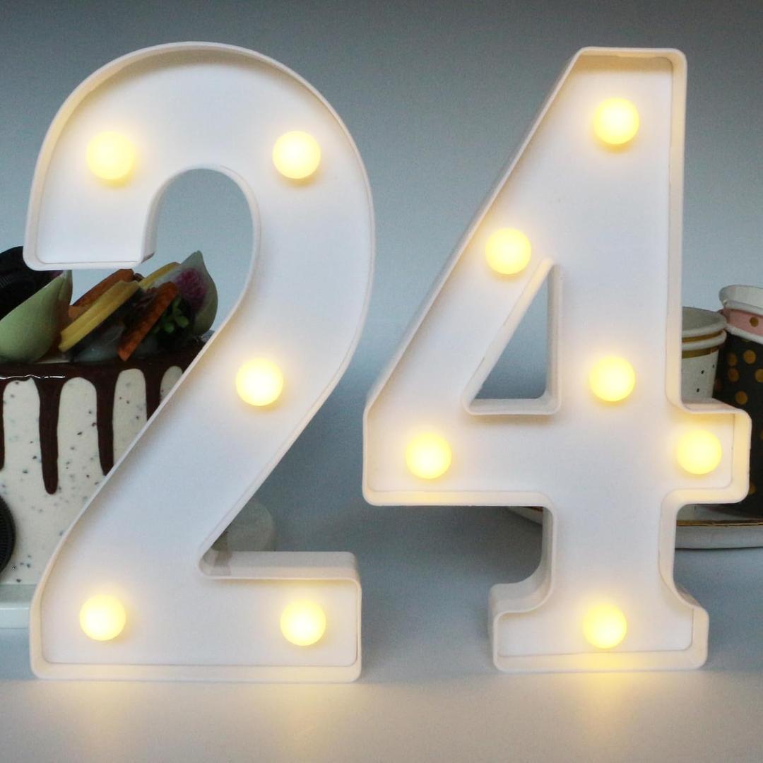 24th Birthday Decorations for Women, 24th Party Decor for Men, Light Up Numbers 24 Centerpieces Table Sign, 24 Birthday Gifts for Her & Him