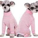 Dog Striped Recovery Suit, Puppy After Surgery Onesie for Female Male Dogs, Dogs Cats Long Sleeve Pajamas Bodysuit, Surgery Abdominal Wound Bandages Clothes, Dog Pant for Shedding Skin Disease, Large