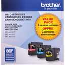 Brother Genuine High Yield Color Ink Cartridge, Replacement Color Ink, Includes 1 Cartridge Each of Cyan, Magenta & Yellow, Page Yield Upto 600 Pages/Cartridge, LC103 (Pack of 5, 15 Count Total)