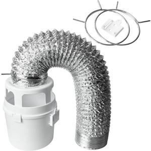 211 Dryer Lint Trap Indoor Dryer Vent Kit Filter Bucket with 4 Inch by 5 Feet Proflex Ducting Hose