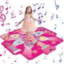 MJIAHOMDEC Dance Mat for Kids 2 Player, Musical Dance Game Pad with LED Lights, Educational Dancing Playmat Toys for Girls Boys Ages 3-12, Portable Non-Slip Dance Floor Mat, Birthday