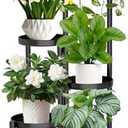 KISENG 5 Tier Plant Stand Indoor, Metal Corner Plant Shelf Outdoor, Foldable Tall Plant Rack for Mutiple Plants, Flower Pot Holder Display Stand for Living Room Patio Home Decor for Gatdening