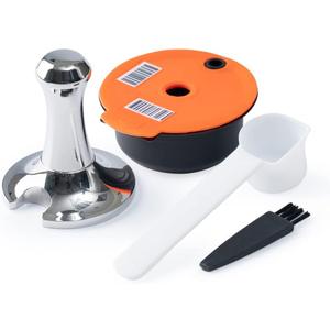Reusable Coffee Capsules, Refillable Coffee Filte Compatible for Tassimo MachinesCoffee Pods with Reusable Lids (180ml+Tamper)