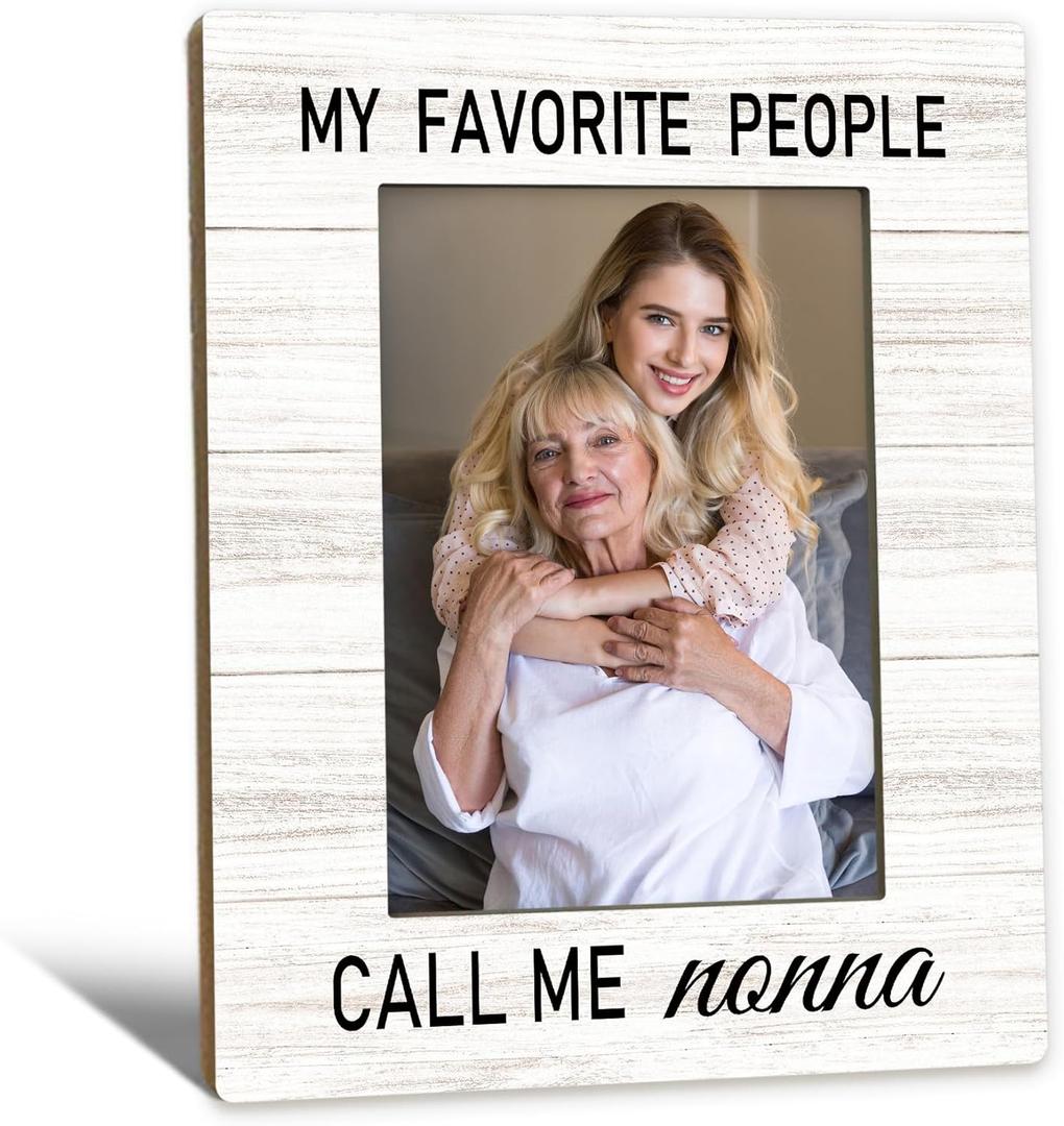 Beliran Nonna Gifts Picture Frame 5x7, Grandma Photo Frame, Christmas Mothers Day Birthday Gifts for Nonnas, My Favorite People Call Me Nonna Wooden Picture Photo Frames for Desk Home Room Decor