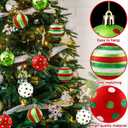 DIYDEC 18pcs Christmas Balls Ornament 2.4 Inch Glittering Hanging Xmas Balls for Tree Decoration Swirl Candy Cane Elf Balls Red Green Plastic Christmas Baubles for Home Indoor Holiday Party Decor (6cm)