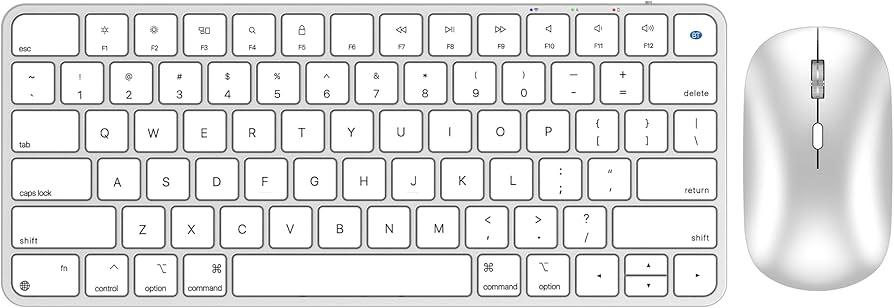 Bluetooth Keyboard and Mouse for Mac, Rechargeable, Mini Size, Ultra Slim, Quiet Typing, 4 Level DPI, Wireless Keyboard and Mouse Compatible with Mac, iPad, iPhone, MacBook Air/Pro