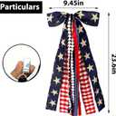 Large Patriotic Ribbon Bow, 4th of July Red White and Blue Bows Clip-On Star Sash Patriotic Wreaths for Front Door Indoor Outdoor Memorial Day Decoration
