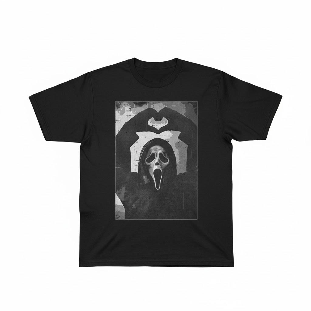 Retro Scary Ghost Love Hands Funny Horror Halloween Costume T-Shirt, Black, Size S/P