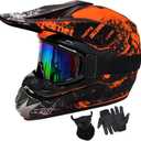 Youth Dirt Bike Helmets DOT Approved Fashion Kids Motocross, ATV, Off-Road, Four Wheelers, BMX Motorcycle Bike Helmets (Goggles Gloves Faceshield) (Medium)