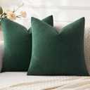 MIULEE Dark Green Couch Pillow Covers 18x18 Inch, Set of 2 Soft Chenille Decorative Square Throw Pillow Covers Farmhouse for Sofa Living Room Bed
