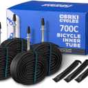 4-Pack Road Bike Tubes - Butyl Rubber 700c Bike Tube Replacement - Presta/Schrader - 48mm / 60mm, Size: 700x35-43c