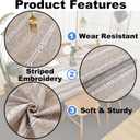 Rustic Striped Embroidery Oval Tablecloth, Openwork Heavy Weight Linen Wrinkle Resistant Table Cloth Dining Table Cover for Kitchen Party Banquet Decor 60x84 Inch Brown