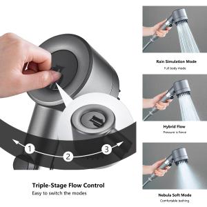 Filtered Shower Head with Handheld & High Pressure - Ion Drops Shower Head with 75" Stainless Hose for Hard Water | 3 Spray Modes Shower with 10 Replaceable Filters