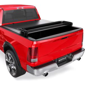 MOSTPLUS Soft Quad FOLD Truck Bed Tonneau Cover Compatible for 2002-2025 Dodge Ram 1500 Inclu. Classic & New Body/2003-2024 Ram 2500 3500 Fleetside (w/o RamBox) (6.5 FT Bed) On Top 78 Inch