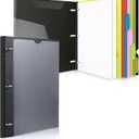 WOT I 1-Pack Telescoping 3 Ring Binder Notebook - Customizable Cover, 5 Dividers & Pocket Folder in One Slim Organizer (60 Sheets Included), Black