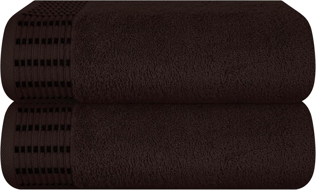 Cotton 2 Pack Oversized Bath Towel Set 28x55 inches, Large Bath Towels, Ultra Absorbant Compact Quickdry & Lightweight Towel, Ideal for Gym Travel Camp Pool - Chocolate Brown