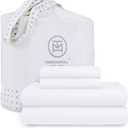 Threadmill Cotton Queen Sheet Set | 100% Cotton Sheets for Queen Size Bed | Solid Sateen Queen Bed Sheets Set with 16” Deep Pocket | Soft Breathable 4-Piece Cooling Bedding Sheet Set | White