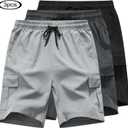 Boys Pull on Cargo Shorts, Outdoor Kids Quick Dry Hiking Shorts (Green, S)
