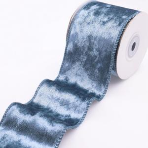 Dusty Blue Velvet Ribbon Velvet Wired Ribbon 2.5Inch Wide Fabric Ribbon Trim Single Face Spool Satin Velvet Ribbons for Gift Wrapping Bow Making Christmas Decoration (5 Yards)
