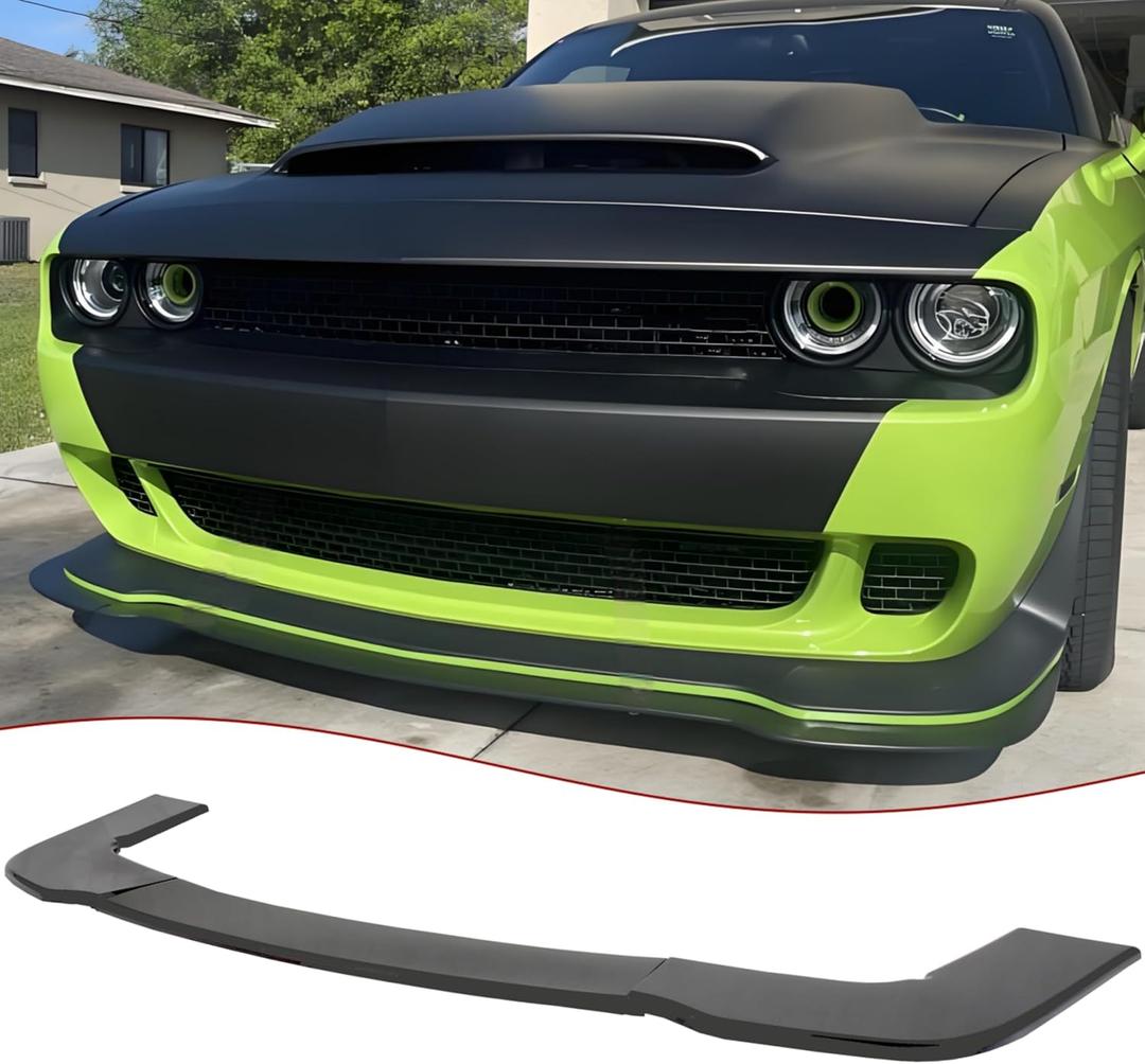 STSEV01 Front Bumper Lip Splitter Spoiler Fit for Dodge Challenger SRT/RT/GT/SXT/ 392/ Sact Pack/Hellcat 2012-2023, 3pcs Add-on Air Dam Chin Body Kit Underbody Lip Accessories (Matte Black)