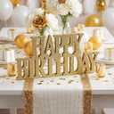 Novabright Glitter Champagne Gold Happy Birthday Sign Centerpieces for Table Birthday Party Decorations for Women Bday Birthdays Themed Celebration Party Supplies