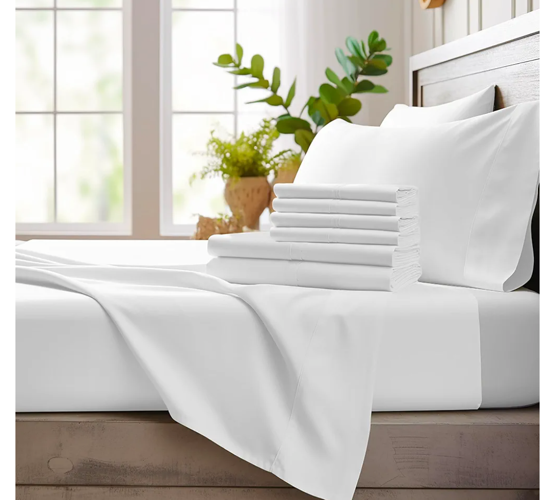 Bamboo Bay 6 Piece King Size Sheet Set, 100% Viscose Made from Bamboo, Breathable, Ultra Soft Cooling Bed Sheet for Hot Sleepers, Beddings with Deep Pockets Fit 16" Mattress, White