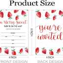 10 x Baby Shower Invitations for Girl, Strawberry Baby Shower, 25 Strawberry Theme Party Invitations with Envelopes, Gender Reveal, Cute Berry Sweet Party Decorations Supplies 4x6 inch (Red)