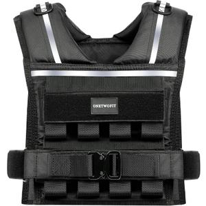 35lb Weighted Vest Men , Adjustable Rucking Vests for Walking with Reflective Stripe, 1.2" Ultra Thick Shoulder Padding Strength Training Workout Vest for Running GYM Home, Detachable Iron Weights