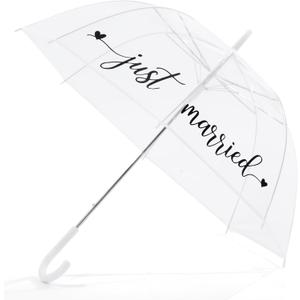 Clear Wedding Umbrellas, Large Bubble Wedding Umbrella, Stick for Bride and Groom with J Hook Handle Lightweight Bridal for Weddings Rain Outdoor Ceremony