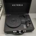 Vinyl Record Player 3-Speed Bluetooth Suitcase Portable Belt-Driven Record Player with Built-in Speakers RCA Line Out AUX in Headphone Jack Vintage Turntable