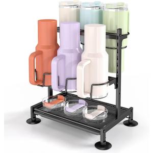 Water Bottle Organizer Holder for 40 Oz 30 Oz,Cup Organizer for Kitchen Cabinets,Adjustable Height Tumbler Organizer,Stanley Cup Accessories and Cup Accessory Storage Rack (black)